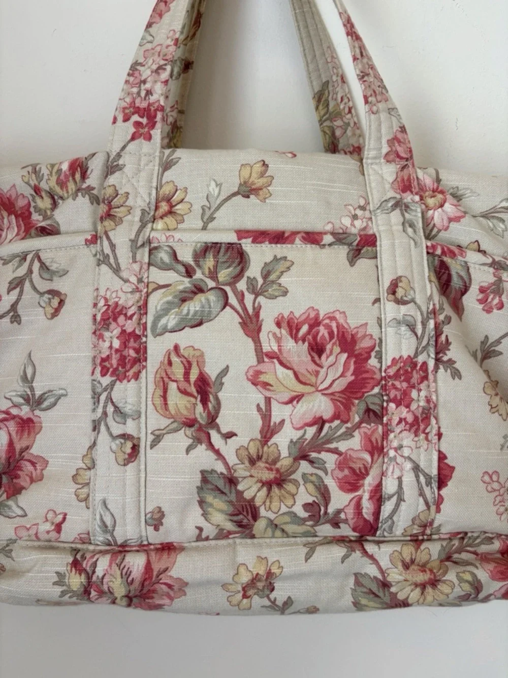 Vintage 90's Ralph Lauren Floral Fabric Tote Diaper Bag 16 X 13 X 7 Preppy